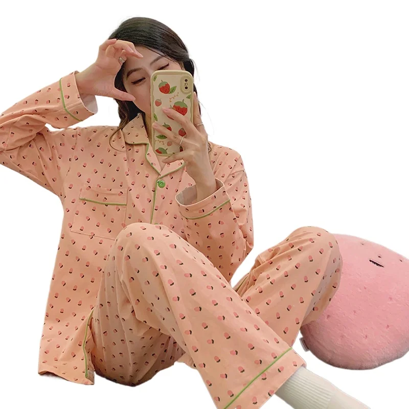 2026 Imitation Cotton Pajamas Women's Autumn New Long-sleeved Pajamas  High-end Sense Star Full Print Loungewear Women's Suit