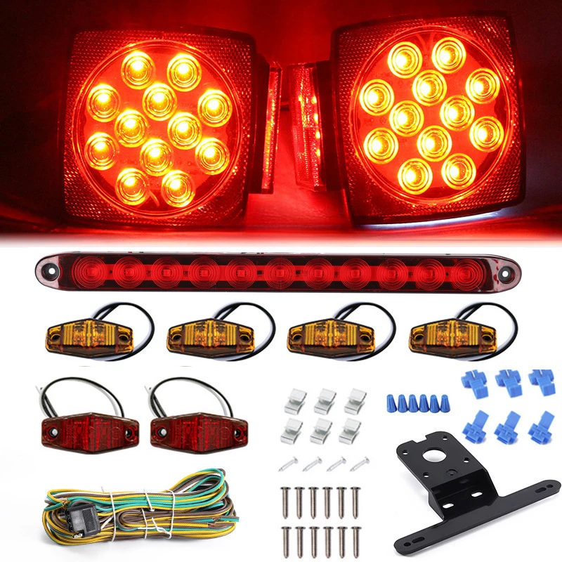 LED square trailer tail light RV truck dinghy trailer beach car LED modified brake steering rear tail light