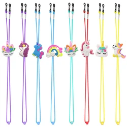 8PCS Kids Glasses Strap Unicorn Rainbow Adjuster Stretchy Eyeglass Strap for Girls Boys