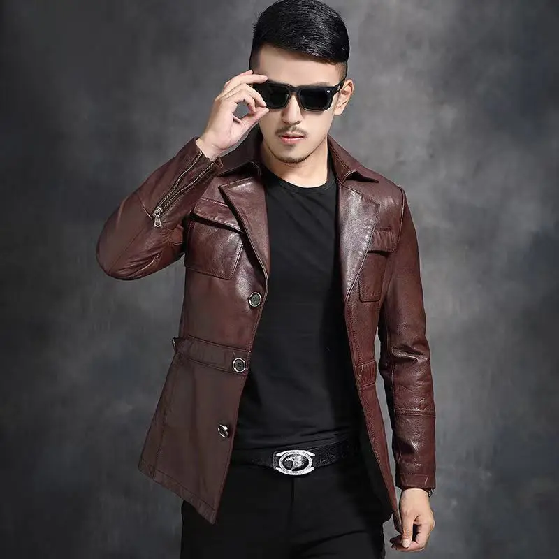 

2022 Autumn Winter Men's New Genuine Sheepskin Jackets Male Slim Fit Motorcycle Coats Men Casual Real Leather Overcoats N109