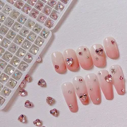 30/100Pcs 6mm Heart Nail Art Rhinestone Pointed Bottom Flash High Quality Crystal Stone 3D Manicure DIY Decoration Accessories