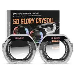 3 Inch Led Angel Eyes Shrouds Mask 5D Crystal RGB DRL Light For BI LED Projector Lenses Headlight Retrofit DIY Car Accessories