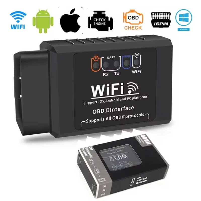 Беспроводной Wi-Fi адаптер OBD2 OBDII ELM327 V1.5 для iPhone iOS / Android, считыватель кодов двигателя, проверка индикатора Check Engine