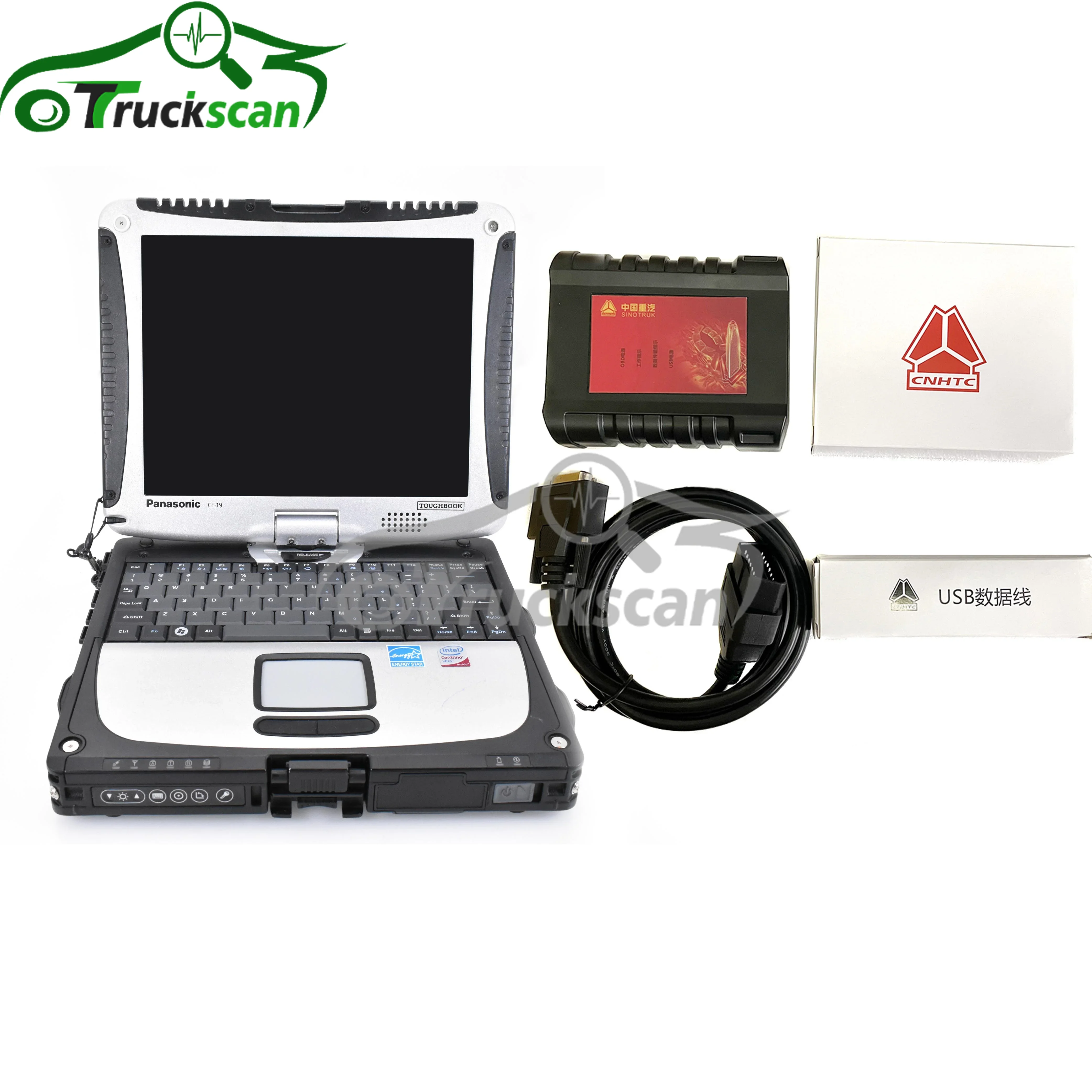 Truck Scanner Diagnostic Interface For HOWO SINOTRUK Cnhtc Diesel Engine Heavy Duty Diagnostic Tool CF19 CFC2 Laptop