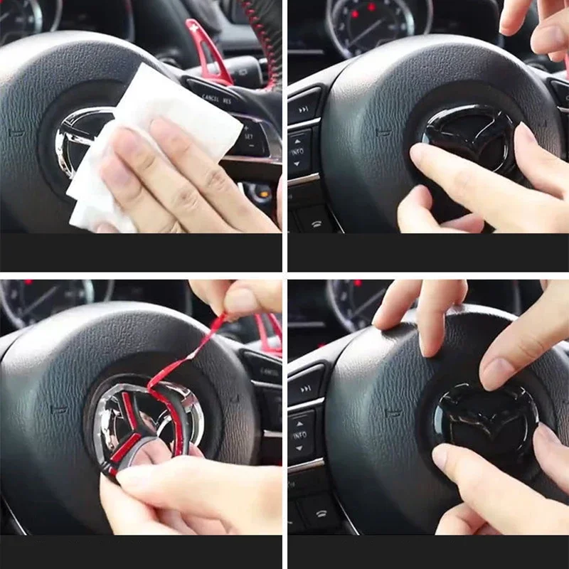 1 قطعة ABS عجلة توجيه سيارة مركز شعار ملصق السيارات الداخلية لمازدا سرعة MS 3 5 6 Axela Atenza CX-3 CX4 CX5 CX8 CX7 MP RX #6