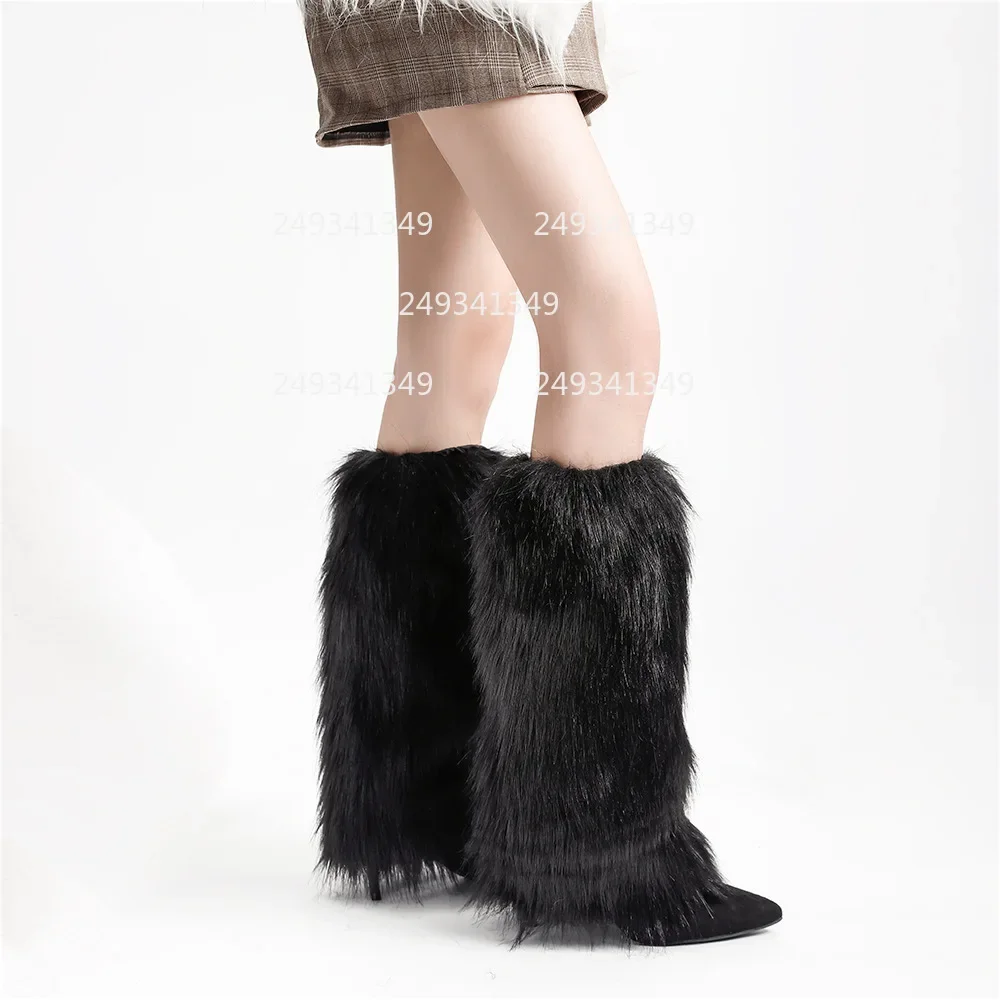 Peludo cosplay meias femininas multi cores pele do falso bota cobre animal cosplay prop festa desempenho perna engraçado traje acessórios