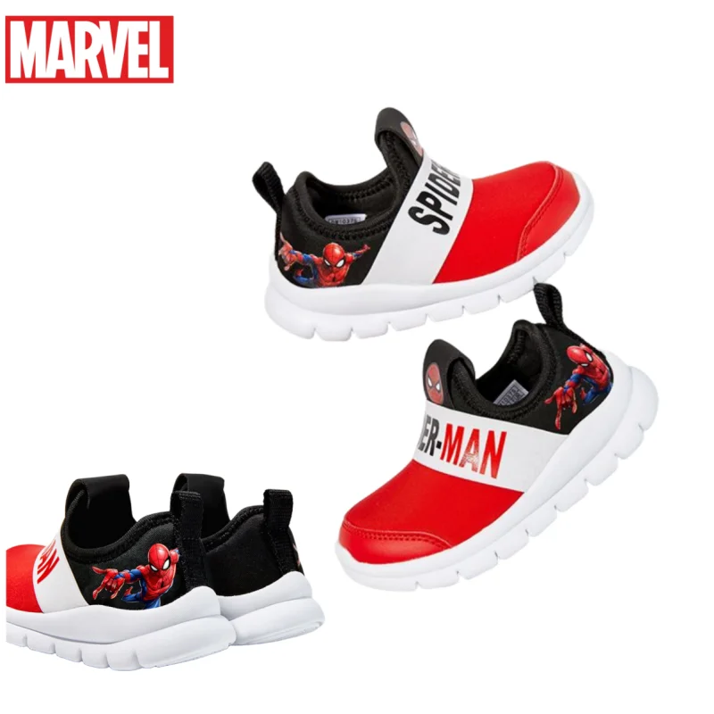 Marvel Cartoon Figure Spider-Man Baby Boys Shoes 2023 Autumn New Sports Shoes Soft Sole One Pedal Cute Casual Running Shoes