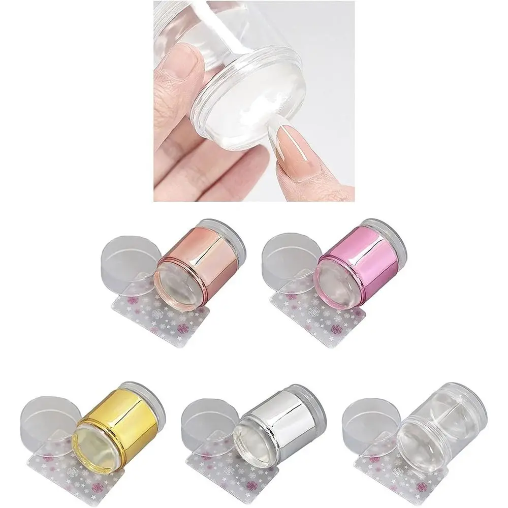 클리어 네일 아트 스탬퍼 키트 실리콘 더블 헤드 네일 스탬핑 키트 쉽게 전사되는 젤리 스탬퍼와 스크레이퍼 포함