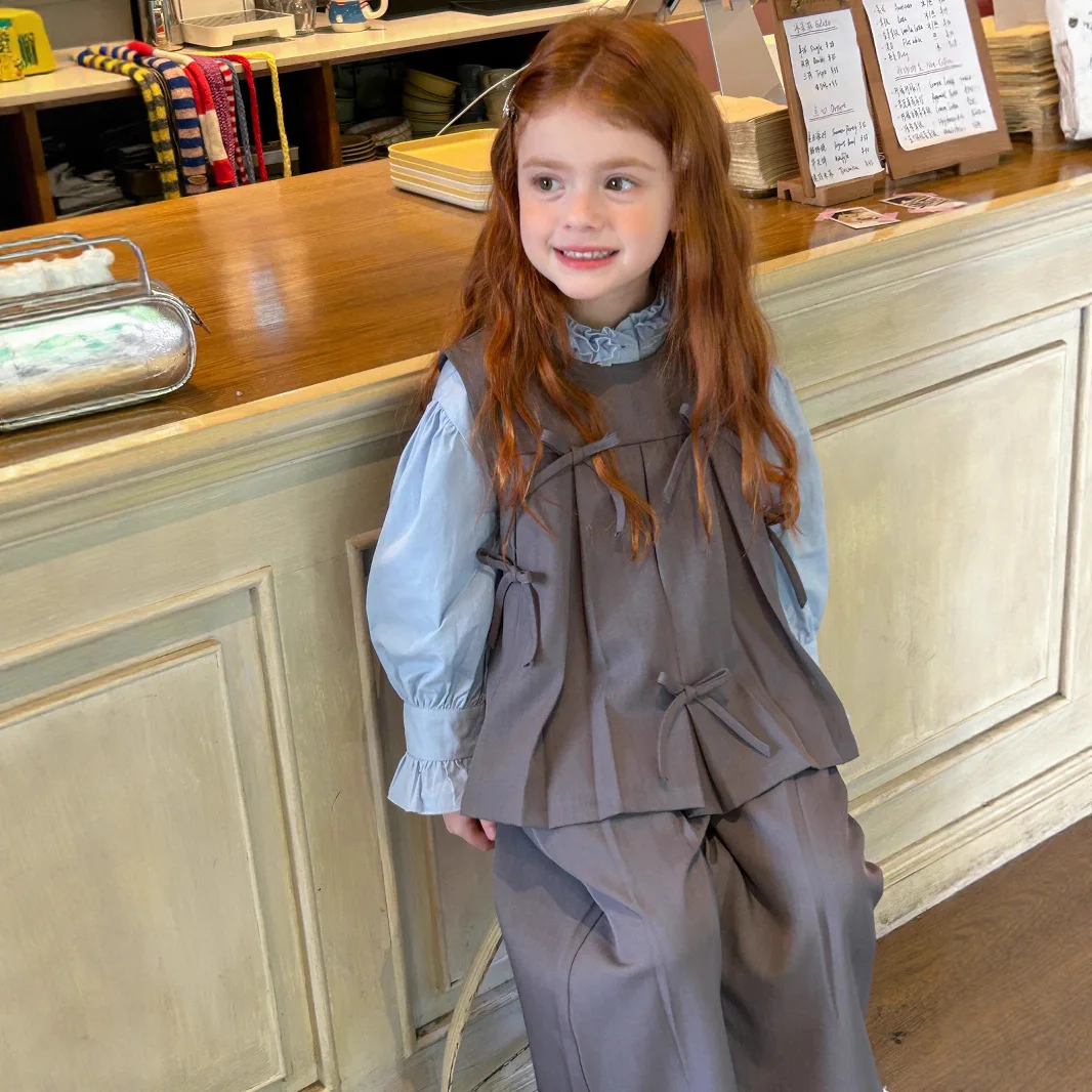 

Bow Vest Pants Two Piece Set Spring and Autumn Fashion 2025 New Sweet and Cute Temperament Suit Vest Pants Set