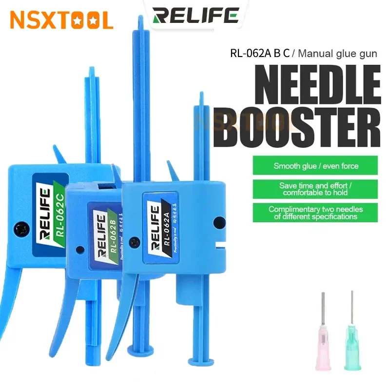 RELIFE RL-062A 062B 062C Manual Glue Needle Flux Pusher for 10CC/30-60CC/3-5CC Solder Paste Oil Solder Paste Injection Push Tool