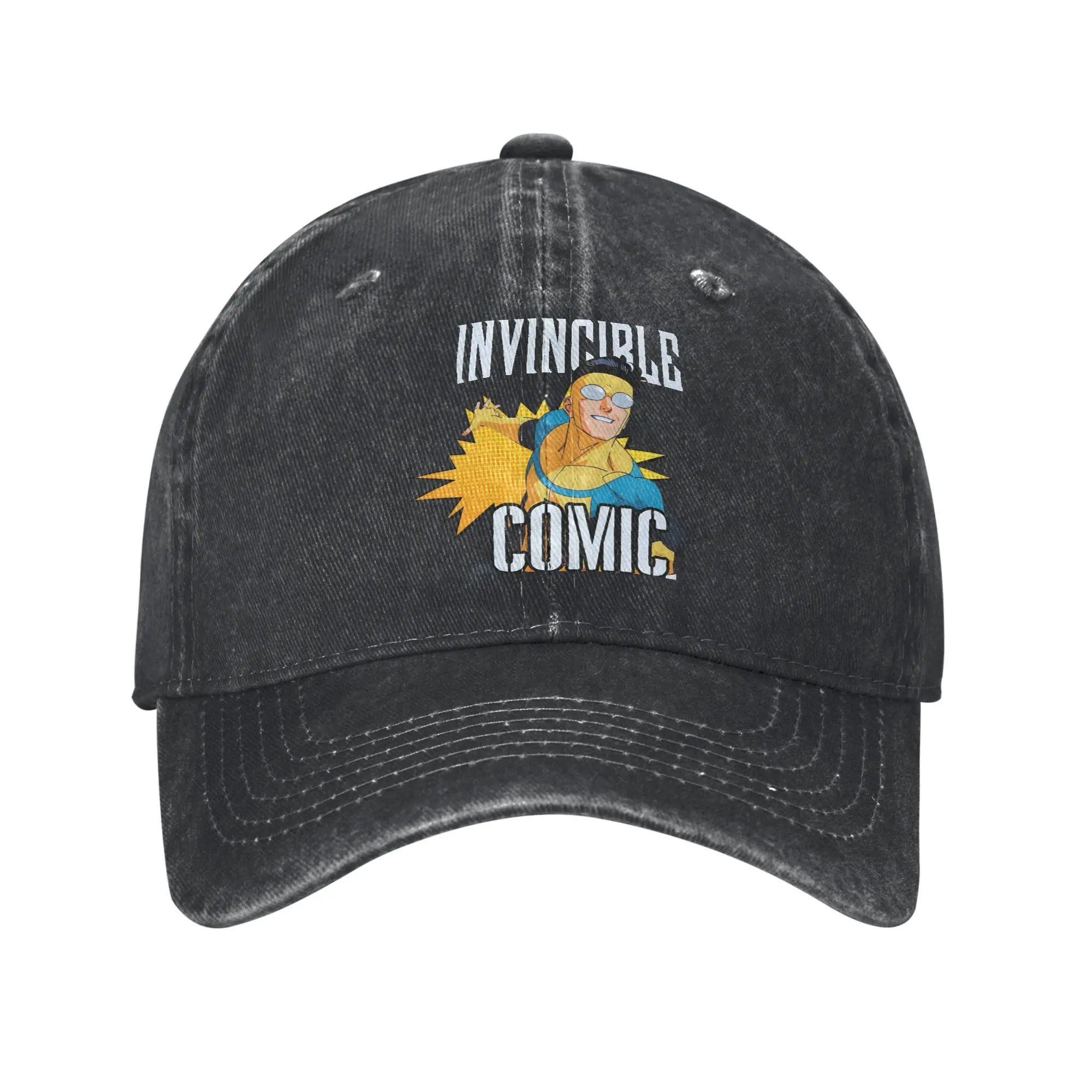 Retro Cartoon Invincible Hero Comic Baseball Cap Unisex Style Distressed Washed Sun Cap  Outdoor Summer Adjustable Fit Caps Hat