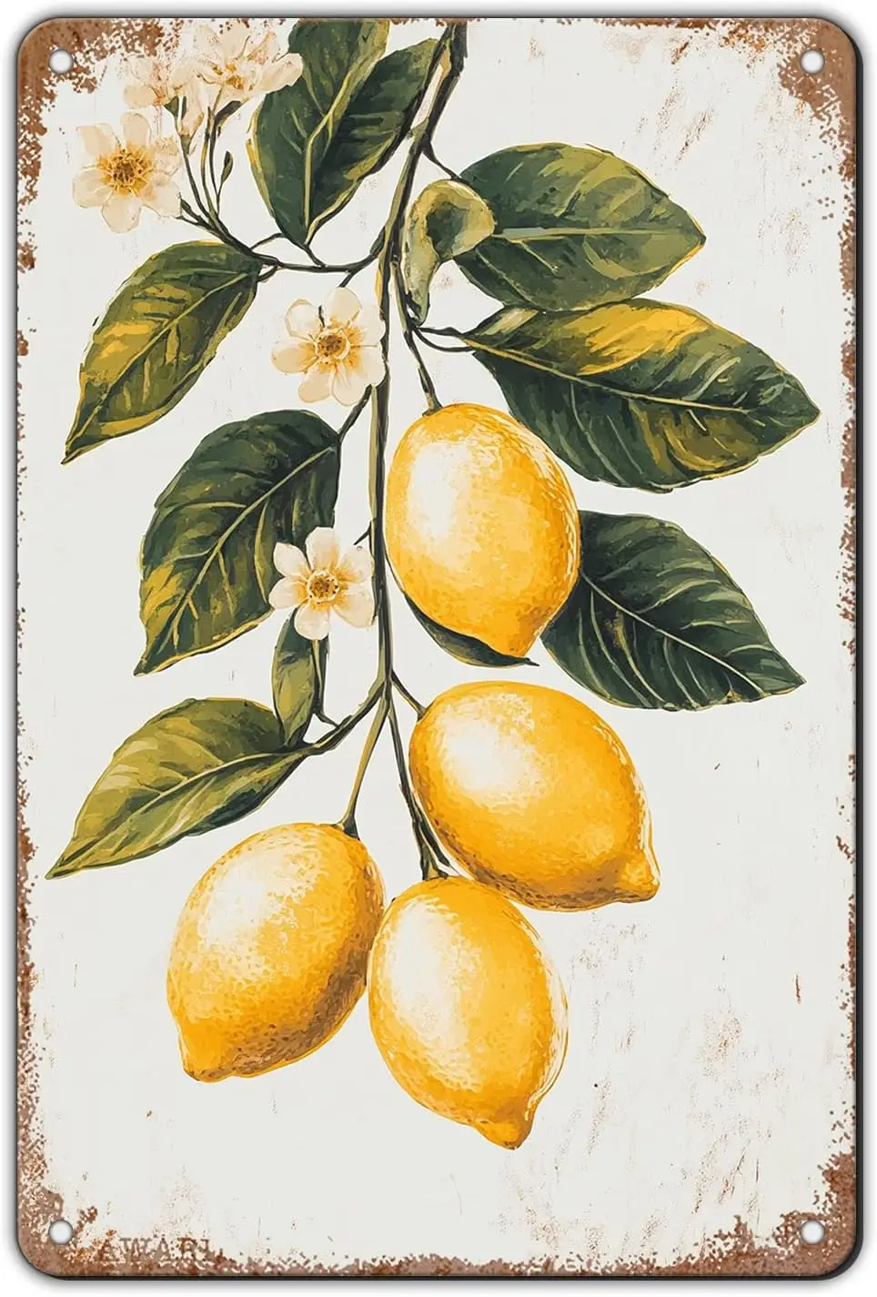 Lemon Bunch Summer Fruit Lemon Leaf Greenery Metal Sign Vintage Garden Home Bar Pub Wall Decor  --Tin Sign