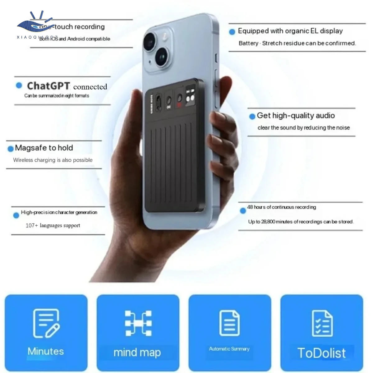 XIAOQIAODZ ChatGPT AI مترجم اللغة في الوقت الحقيقي مسجل صوت فوري سماعة ملاحظة صغيرة مجانية قلم محمول ذكي