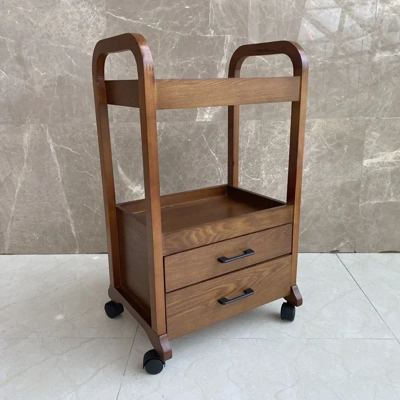 Beauty salon cart Solid wood High-end instrument Tool cart Mobile multi-function Simple and practical Storage rack with drawers