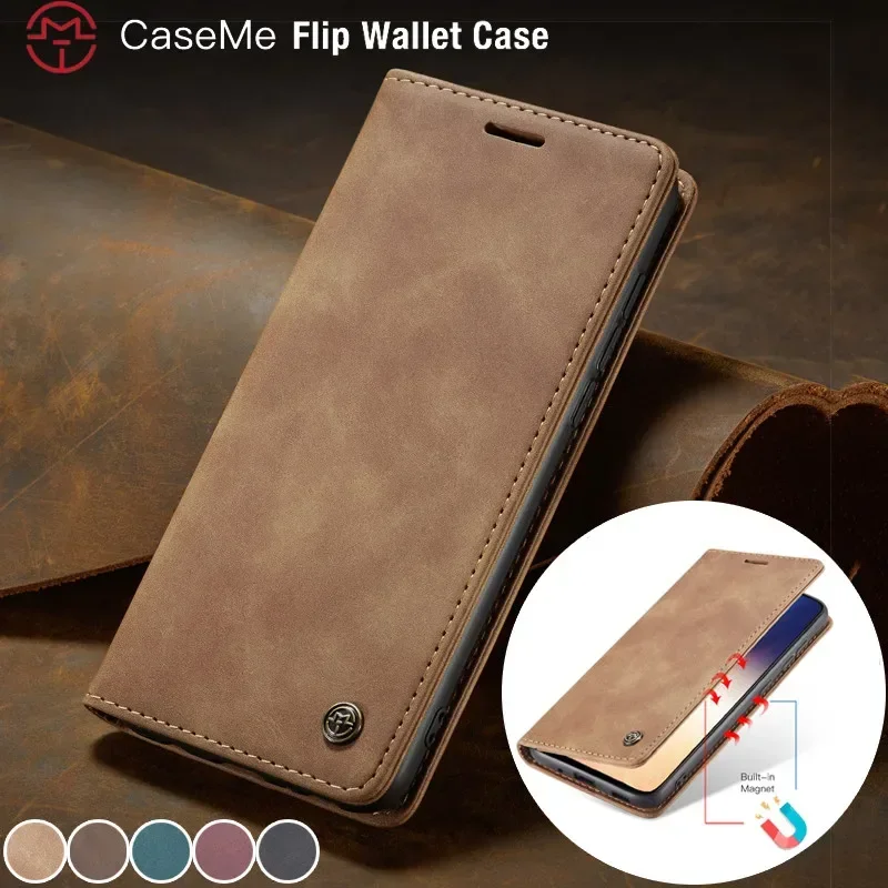 CaseMe Flip Leather Phone Case for Samsung Galaxy S25 Plus S24 FE S23 S22 Ultra S21 S20 S10 S9 Wallet Card Bag Cover Etui Coque