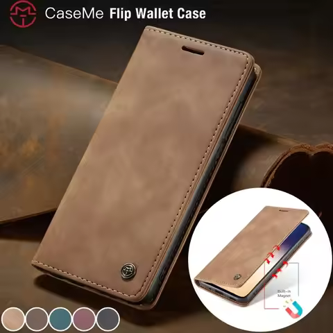 CaseMe Flip Leather Phone Case for Samsung Galaxy S25 FE S24 Plus S23 S22 S21 Ultra S20 S10 S9 Wallet Cards Bag Cover Etui Coque