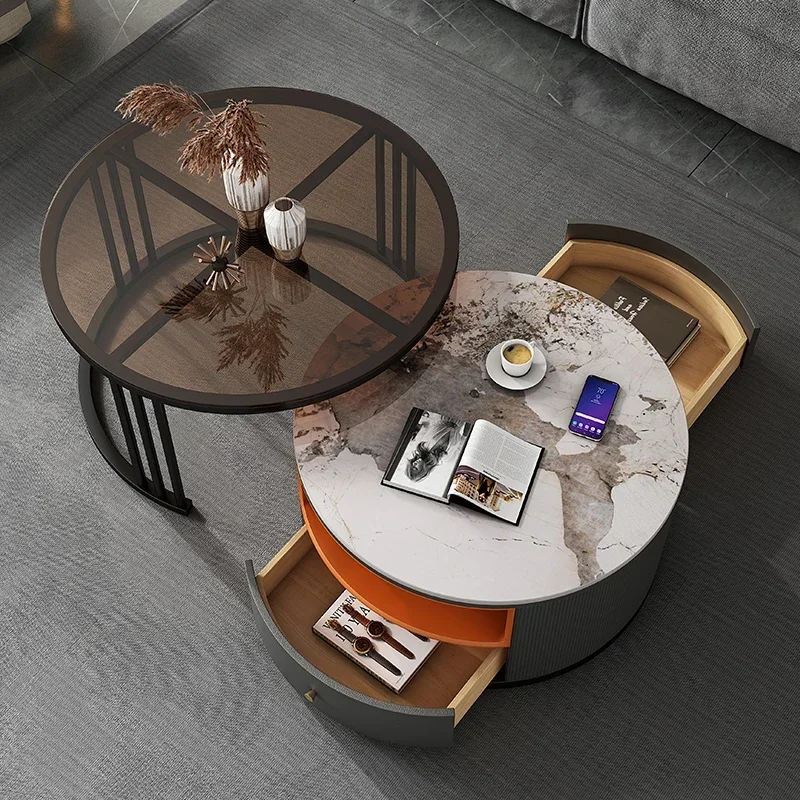 

Coffee Table Small Apartment Light Luxury Modern Simple Home Small Apartment round Combination