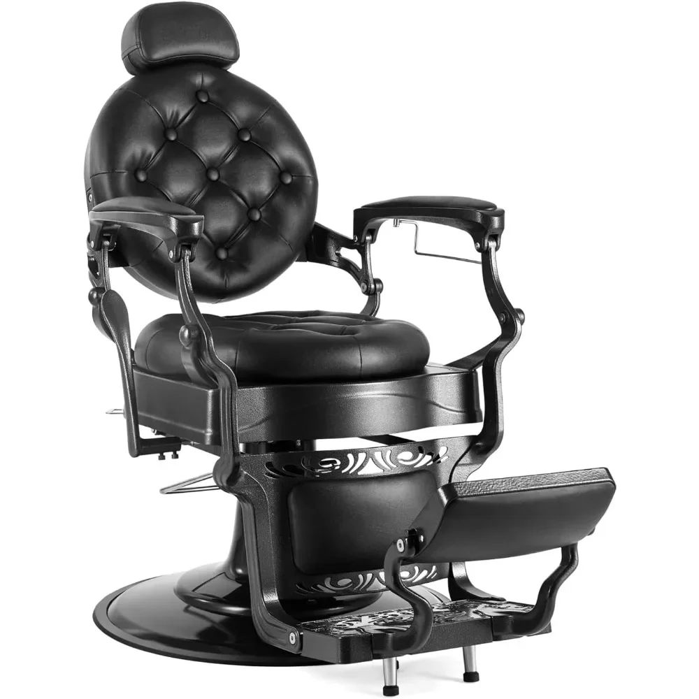 Retro Hairdressing Chair Multi purpose Heavy duty Hydraulic Reclining Salon Beauty Styling Chair Retro Black, 360 degreeRotation