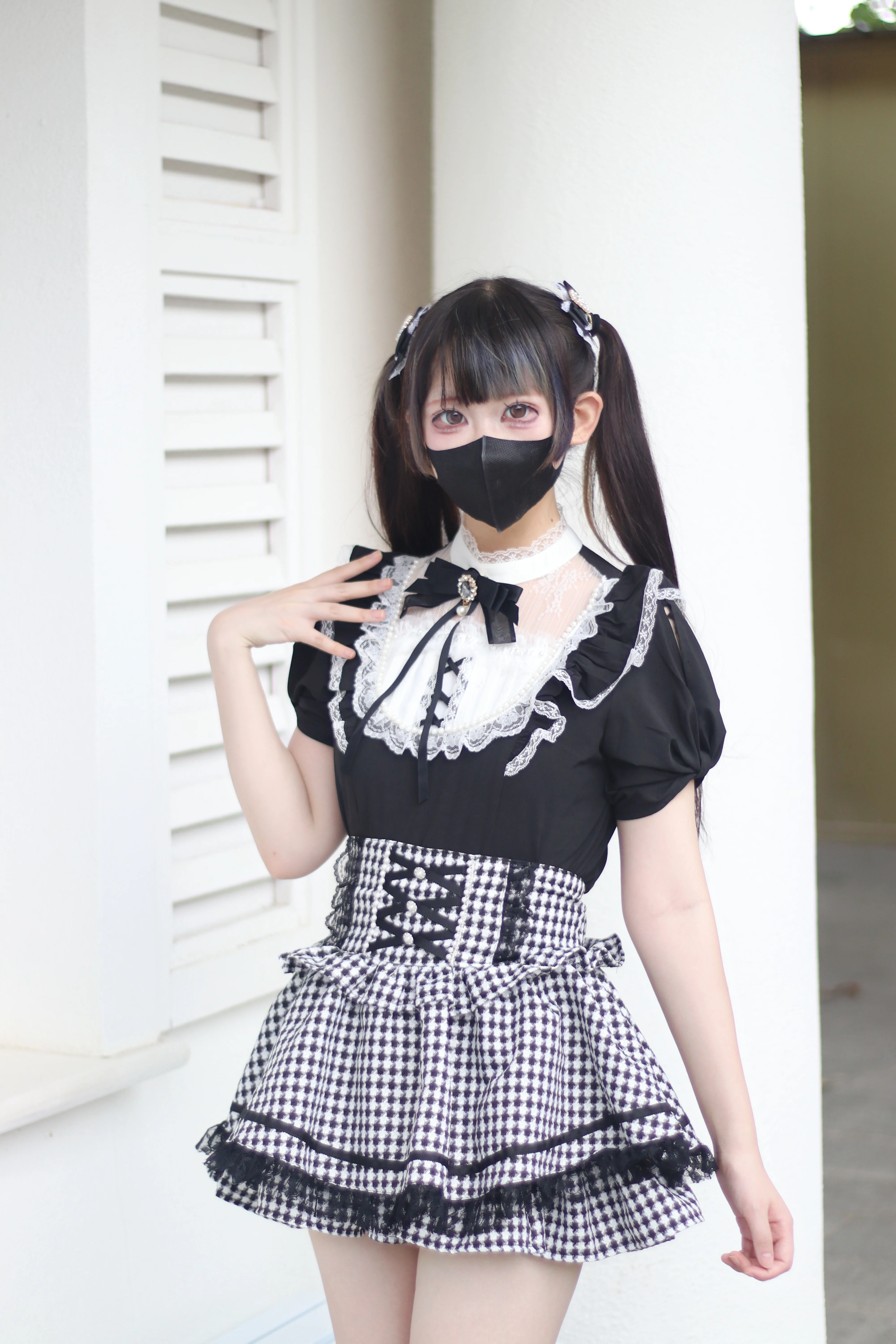 Original Mine Mass-Produced Lolita Short-Sleeve Shirt and Skirt Set Summer Girl's Sweet Cool Gothic Style Top High-Waisted Skirt