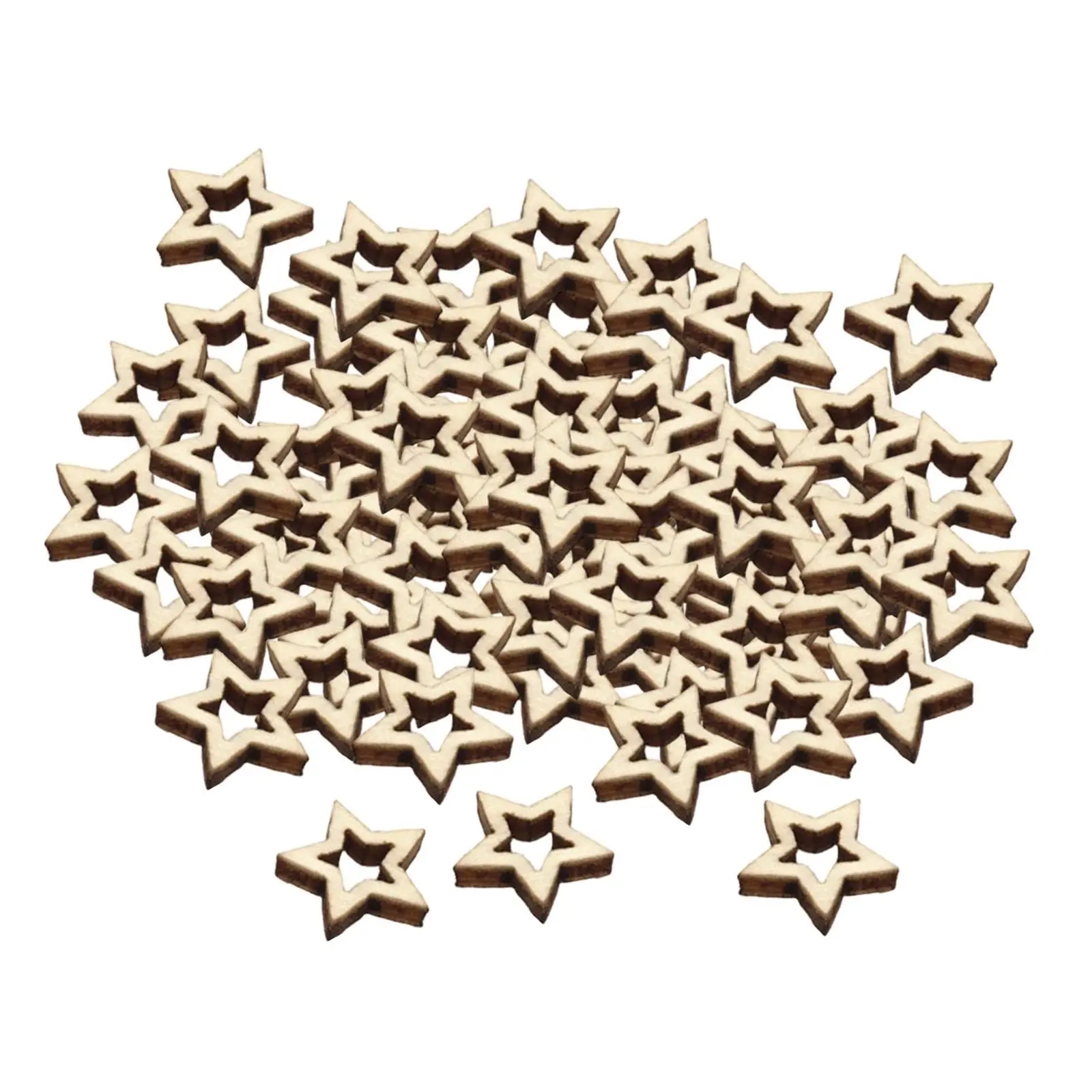 Unfinished Wooden Hollow Stars Craft Wood Blocks for DIY Floral Wreaths Scrapbooking Home Decoration