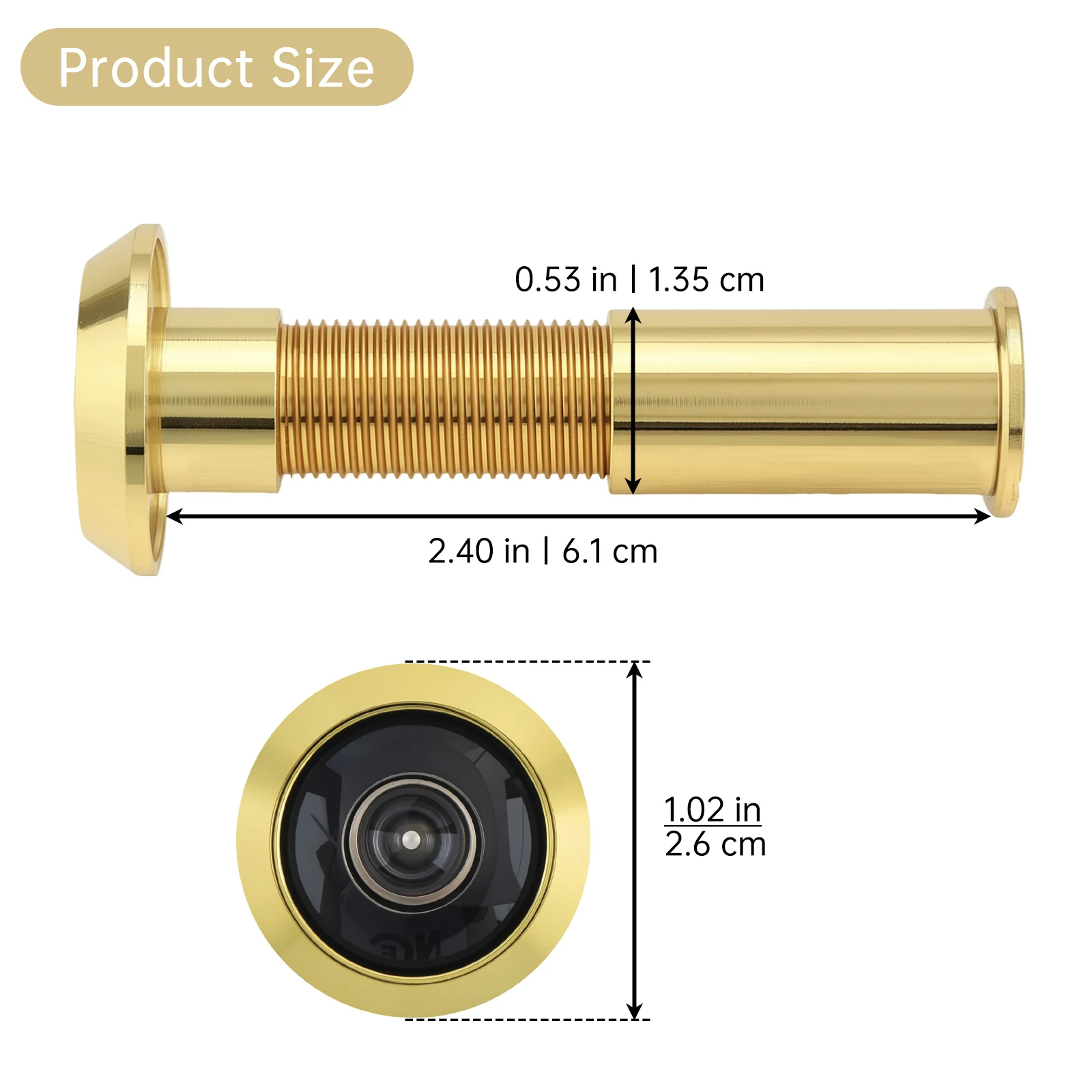 1 Piece 14 mm Solid Brass High Definition Door Viewer for 1.33inch to 2.3inch Door Thickness Home / Office / Hotel