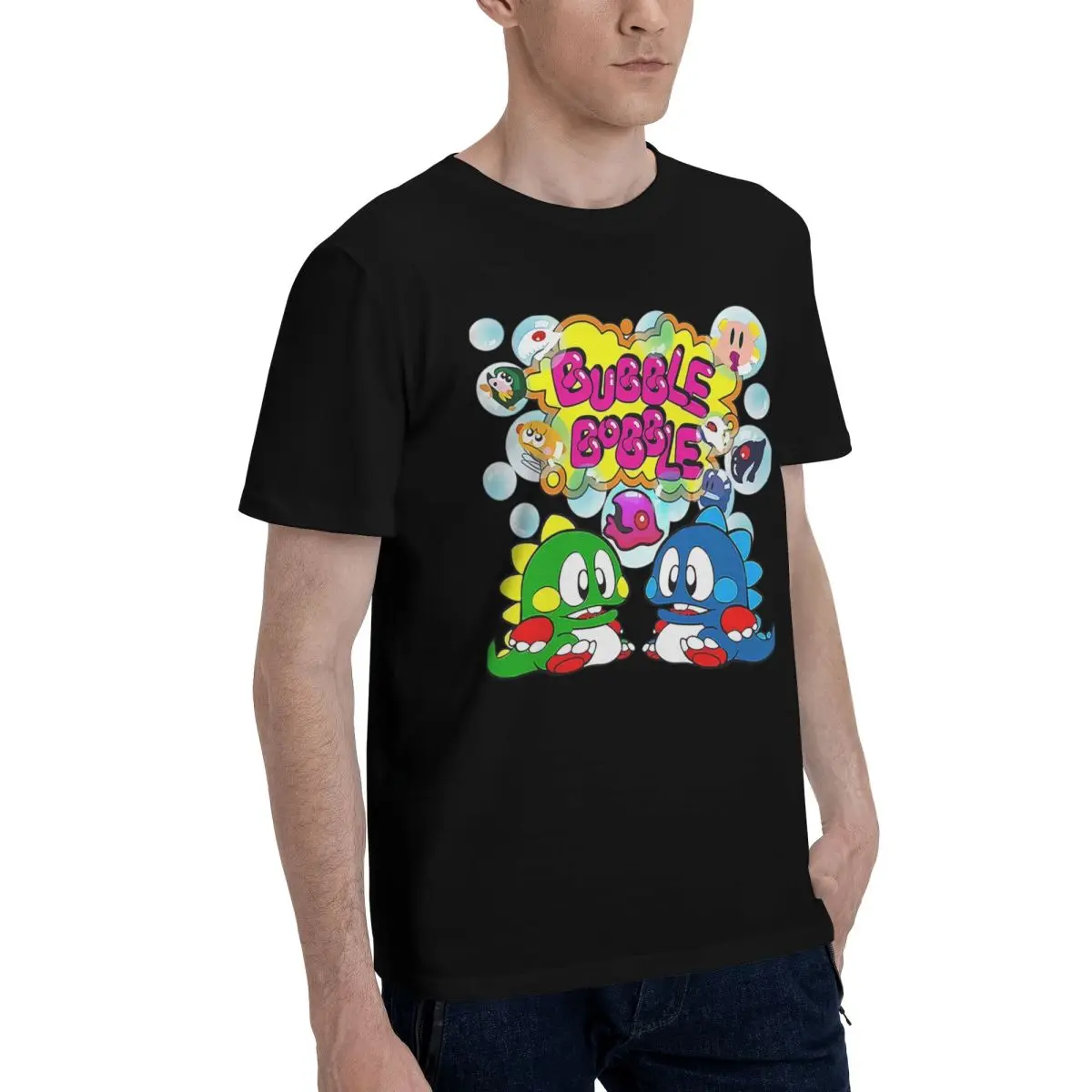 Bubble Bobble Game Amiga 100% Cotton Casual Breathable Confortable Summer Funny Men's T-Shirts Men Clothes