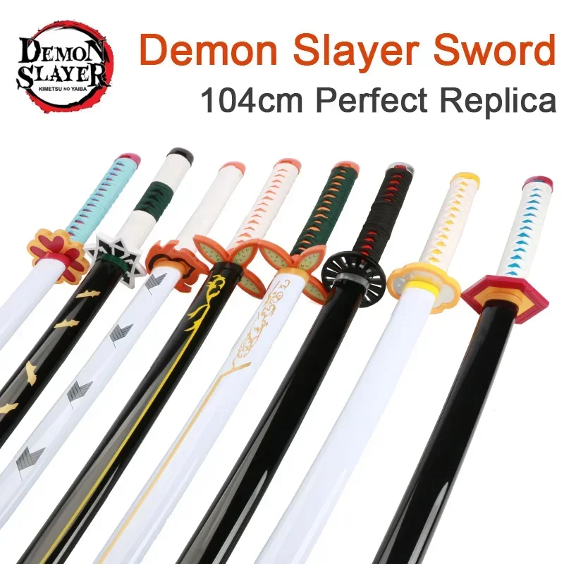 

104Cm Demon Slayer Sword 1:1 Nichirin Swords Bamboo Blade Kimetsu No Yaiba Zenitsu Tanjirou Katana Weapon Anime Cosplay Prop MN8