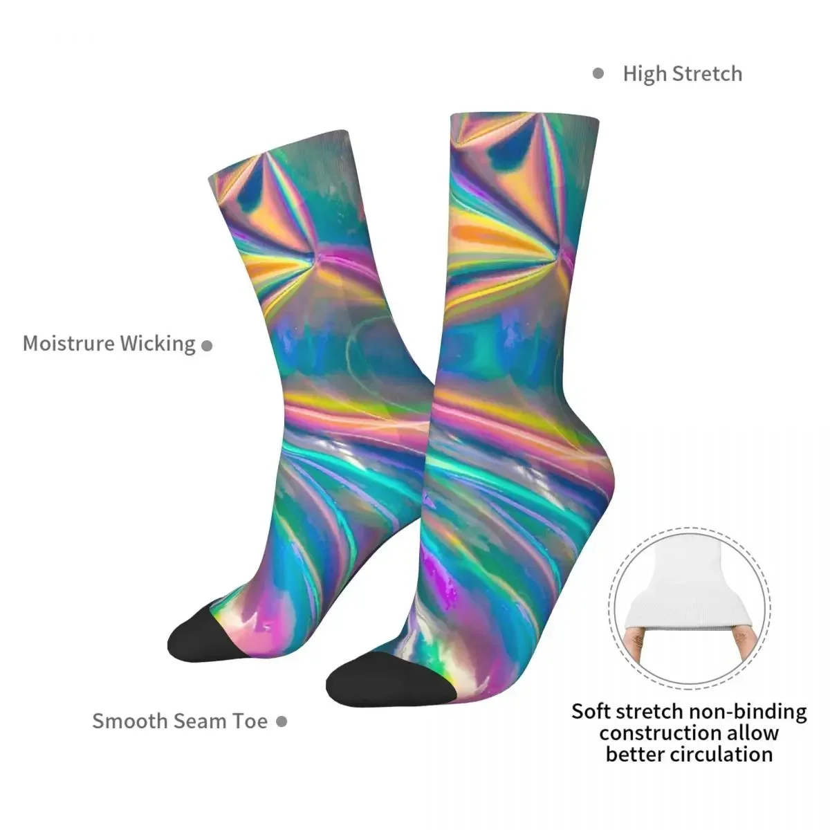 Calcetines holográficos Harajuku, medias largas de alta calidad para todas las estaciones, accesorios para regalos Unisex