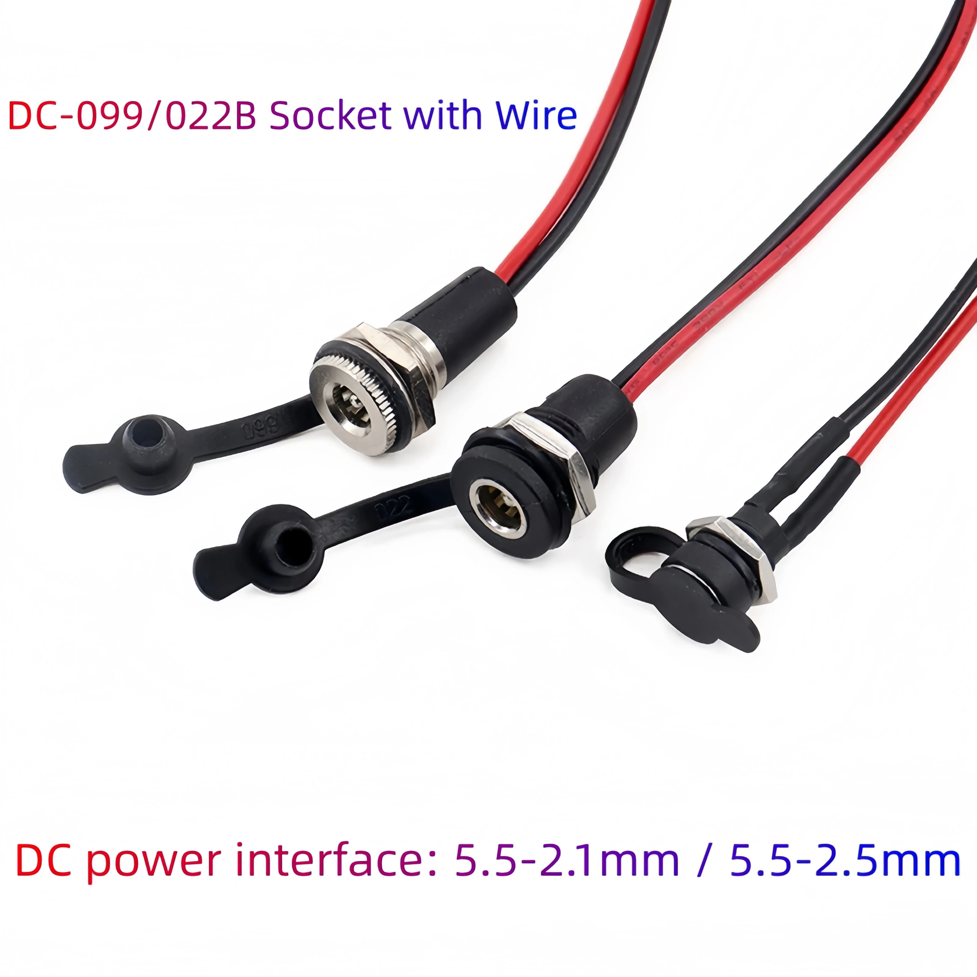 5.5*2.5/5.5*2.1mm Electric Lithium Battery Bicycle Connection Charging Port DC Power Supply Female Head With Cable Wired Socket