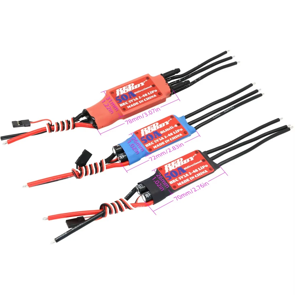 RedHobby Bidirectional / Directional BLheli-S 50A 2-4S Brushless ESC for RC Airplane Car Ship Pneumatic Underwater Jet Propeller