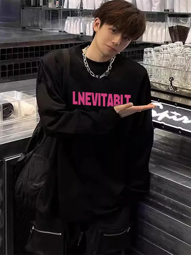 

Модный зимний утепленный свитшот с круглым вырезом для мужчин, американский бренд, с буквенным принтом, топ из смесового полиэстера и хлопка