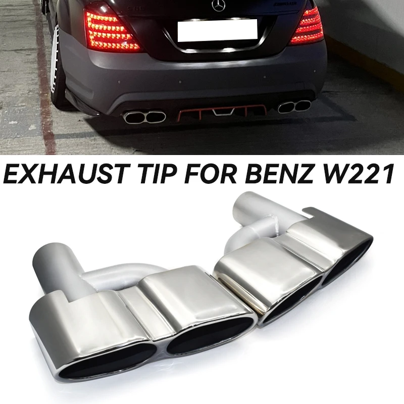 Für Mercedes-Benz W221 S-Klasse S300 S320 S350 S600 Auspuff Endrohr Upgrade S65 Look Edelstahl Schalldämpfer Auspuffanlage