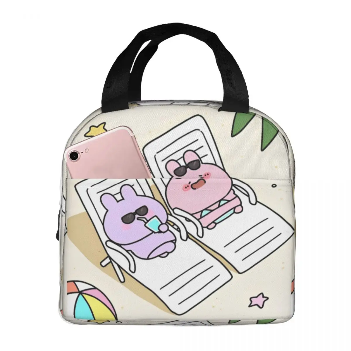 Asamimichaan  Cartoon Insulated Lunch Bag Cooler Bag Lunch Container Kawaii Asamimi High Capacity Lunch Box Tote Beach Picnic