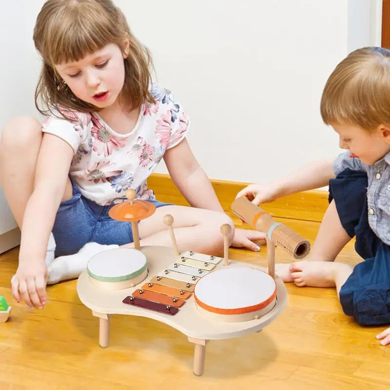 Kinderen Drumstel Speelgoed Houten Drumstel Voor Kinderen Instrumenten Creatief Grappig Voorschoolse Educatief Muzikaal Speelgoed Voor Meisjes Jongens Leeftijd 1-3