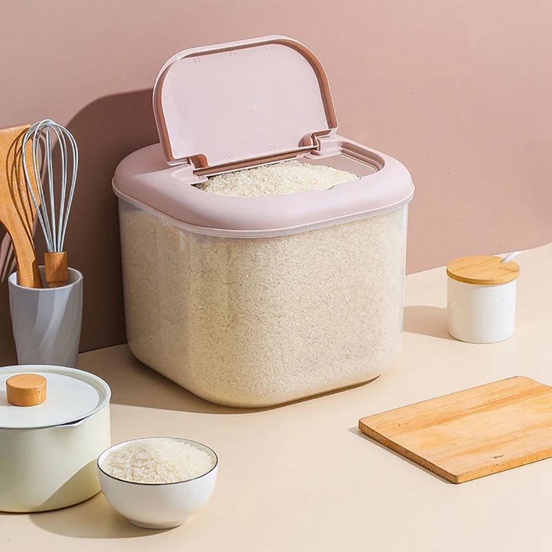 Promotion! 10L Kitchen Container Bucket Insect-Proof Moisture-Proof Rice Cylinder Grain Sealed Jar Pet Dog Food Store Box-B