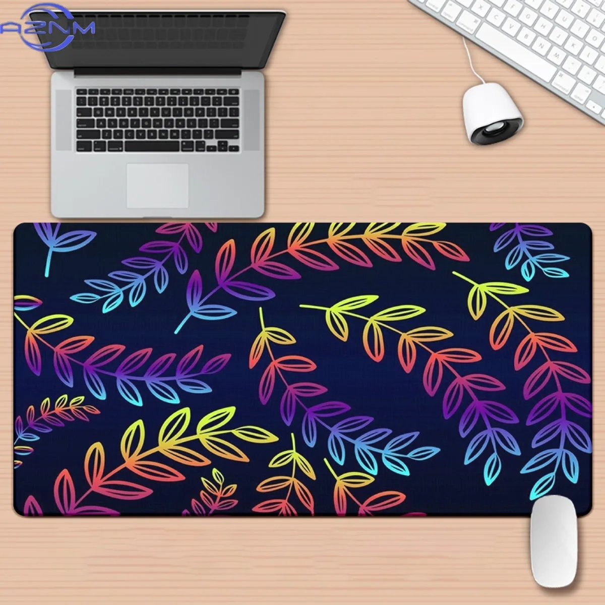 1pc Leaf Pattern on Dark Pattern HD Printed Pad for Desk, Multi Functional XXL Mousepad, Keyboard Gaming Mouse Mats, Office Comp