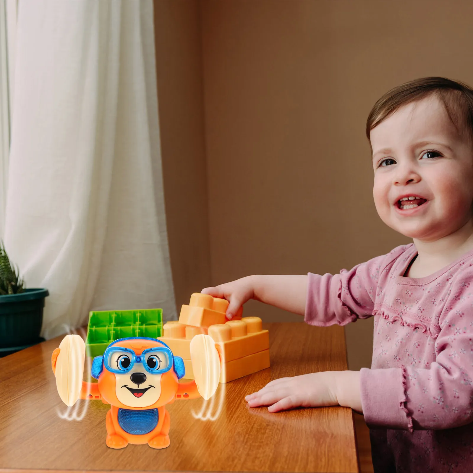 قرد كهربائي متدحرج التحكم الصوتي في وقت مبكر التعليمية المتداول الكرتون الطفل لعبة الموسيقى التفاعلية ألعوبة الحيوانات #2