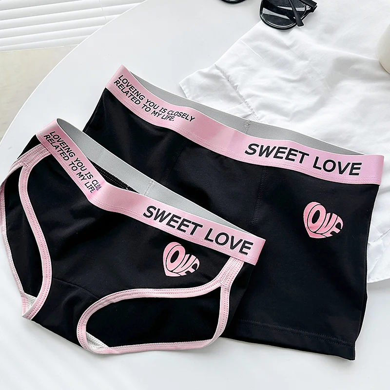 Underwear Couple Plus Size Cotton Sports Style Mid Low Waist Hip Hugging Breathable Underwear Lolita Style Panties