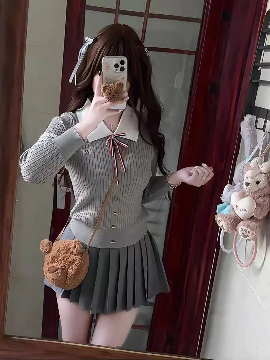 

Осенне-зимний вязаный комплект, женская юбка с высокой талией, топ и юбка Long Sve Ne, комбинированный комплект Sle Faion