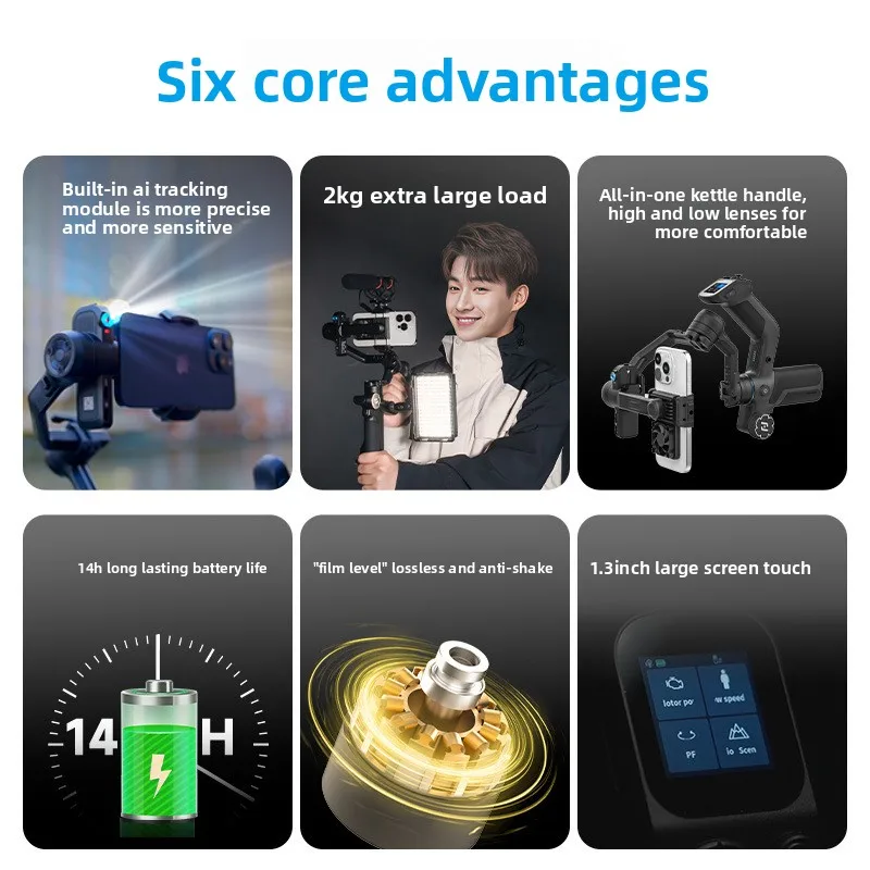 Feiyu Scorpion Mini3 Professional 360-Degree Rotation Gimbal Stabilizer Built-In Camera Face Tracking for Bluetooth New Mobile