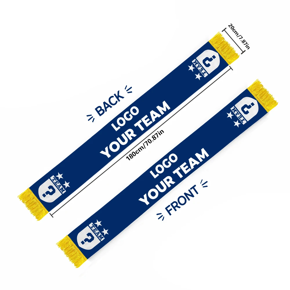Customized men's and women's scarf flags, 7.87 x 70.87 in, customizable logo/text/photo/team name, fashionable sports scarf