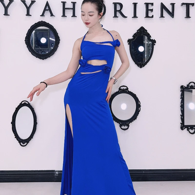 Belly Dance Dress for Women Comfortable Pure Cotton Exquisite Flowers Dresses Adult Oriental Dance Professional Practice Clothes