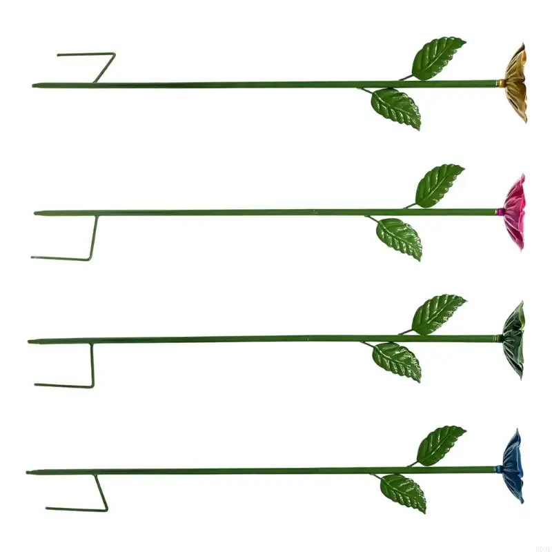 Gartenpfähle aus Metall für den Außenbereich, 4er-Set, Blumenpflücker aus Eisen für Rasenkanten, Gehwege, Blumentöpfe und B03E – Detail 7