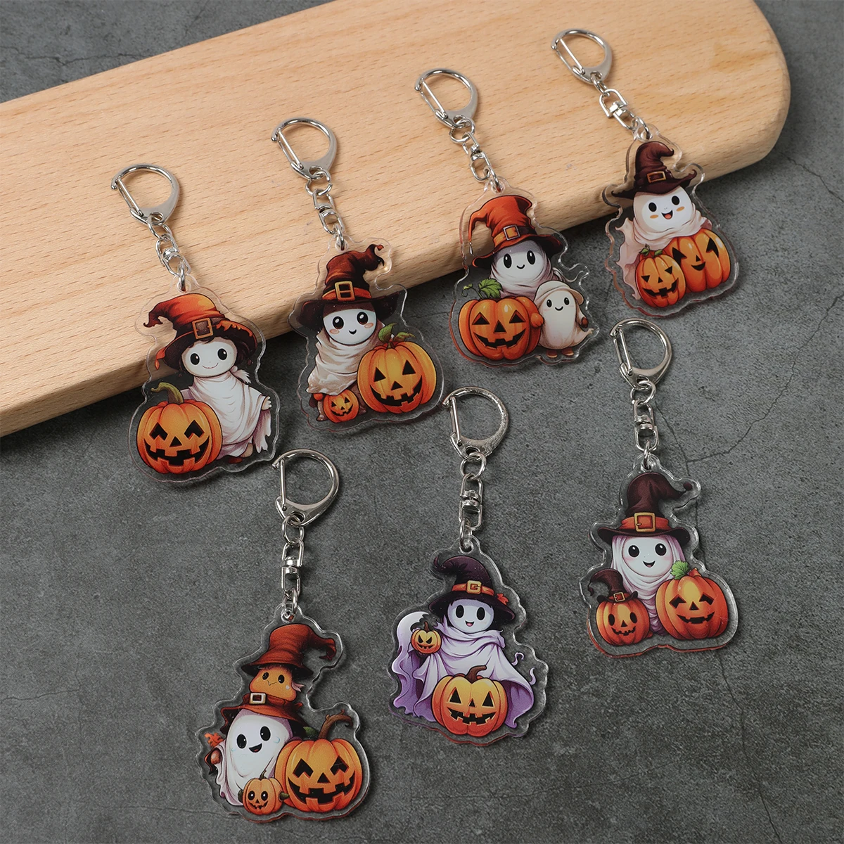 

Halloween Keychain Bat Pumpkin Happy Halloween Key Rings Birthday Party Decor Kids Pendants Favors Gifts Party Supplies