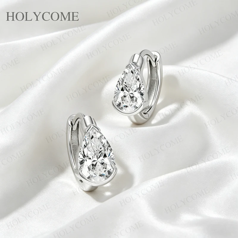GRA-Zertifizierte Moissanit-Ohrringe 925 Sterling Silber 1-2ct Birnenförmiger Schliff D-Farbe Tägliches Tragen Feiner Schmuck Muttertagsgeschenke – Detail 5