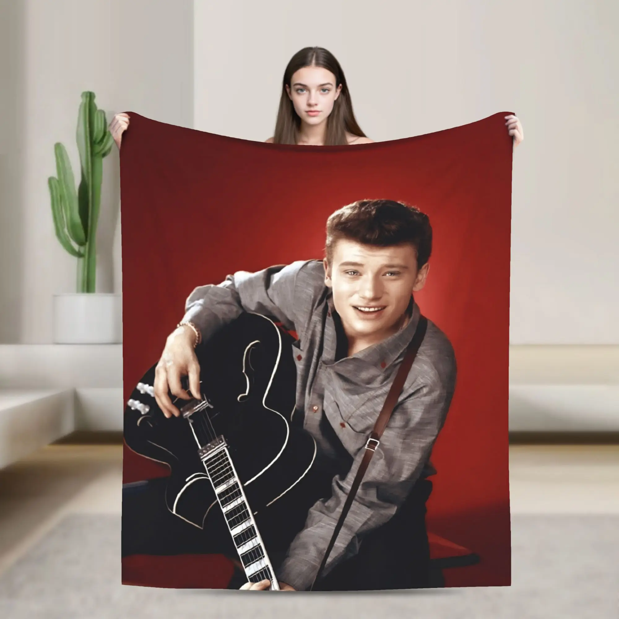 

Rock Star J-Johnny Hallyday Flannel Blankets Winter Soft Warm Throw Blanket for Kids Bedroom Fashion Bedspread Sofa Bed Cover