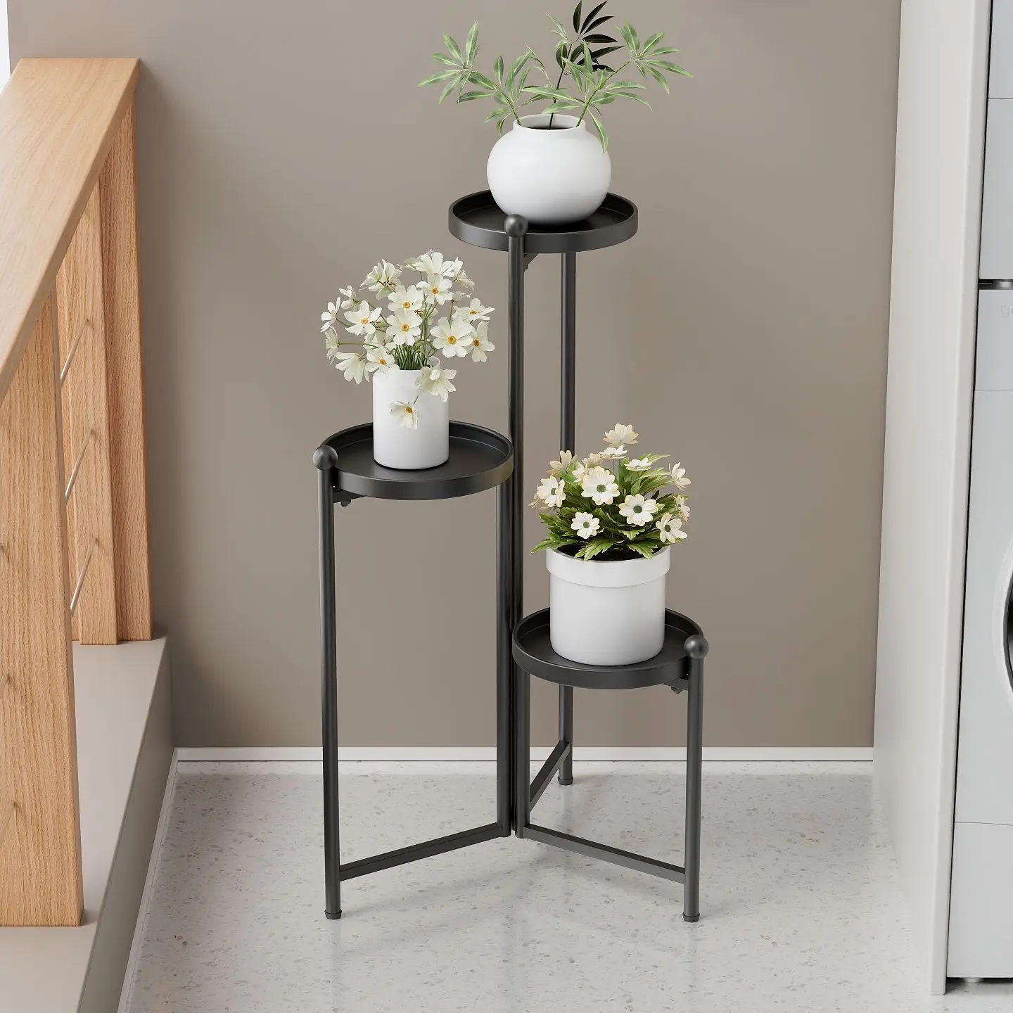 #Modern Minimalist Hinged Flower Stand Floor-Standing Telescopic Green Plant Rack Outdoor Balcony Potted Plant Storage Rack
