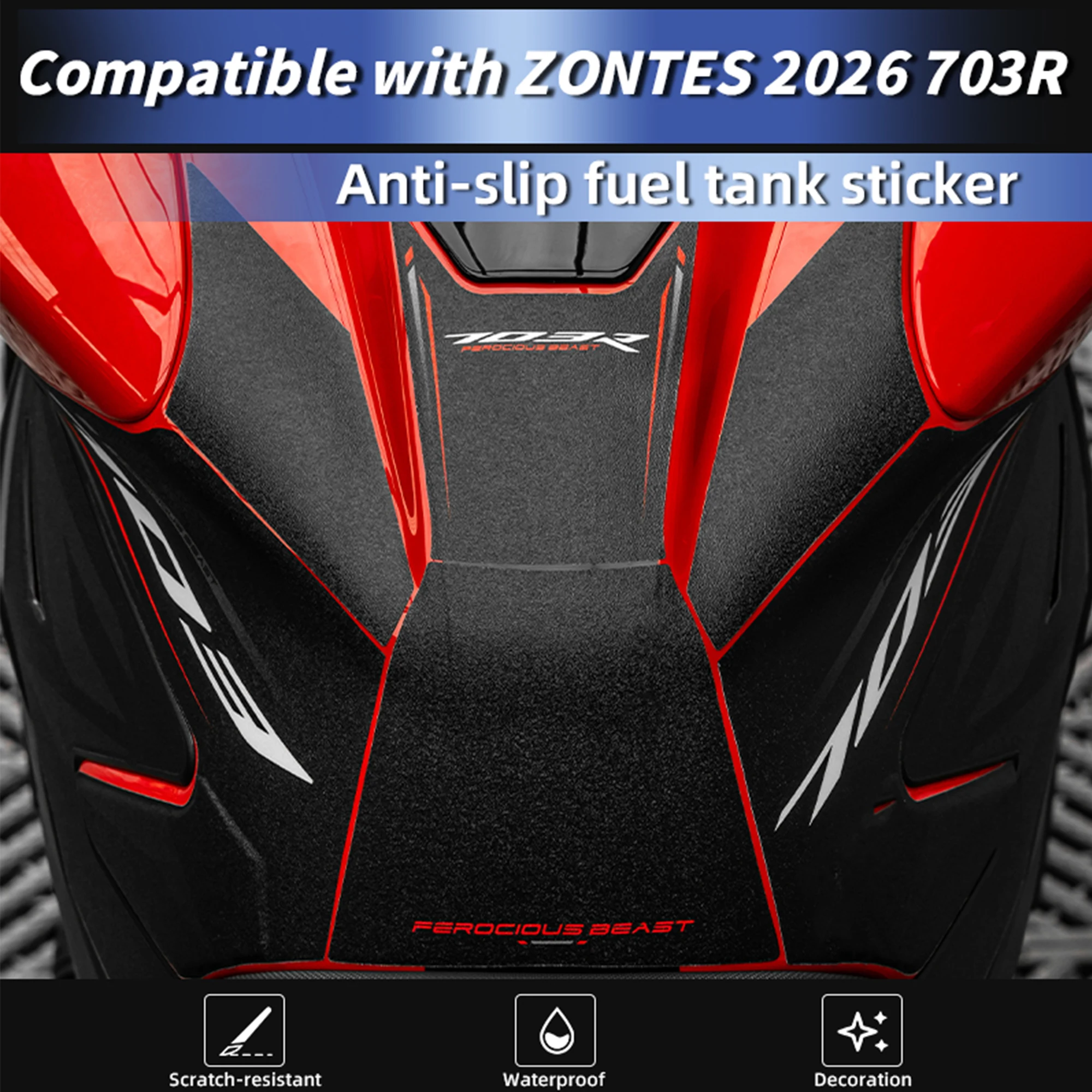 Motorcycle Non‑Slip Fuel Tank Pad Stickers Compatible with 2026 Zontes 703R Waterproof Anti‑Scratch Armor Decal Accessories