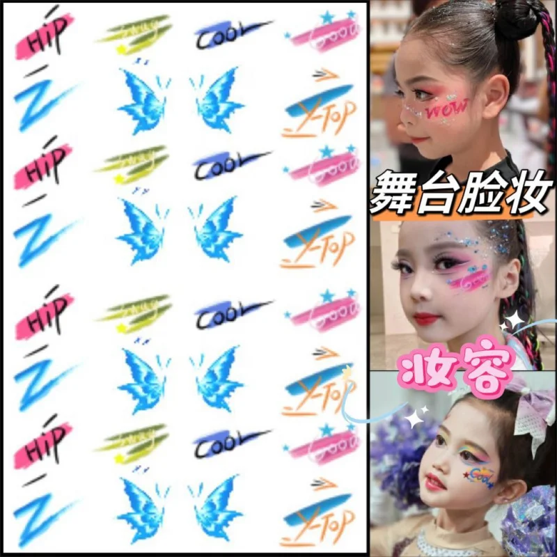 National Day New Year's Day Stage Makeup Face Stickers Rainbow School Event Performance Face Paint Makeup Tattoo Stickers