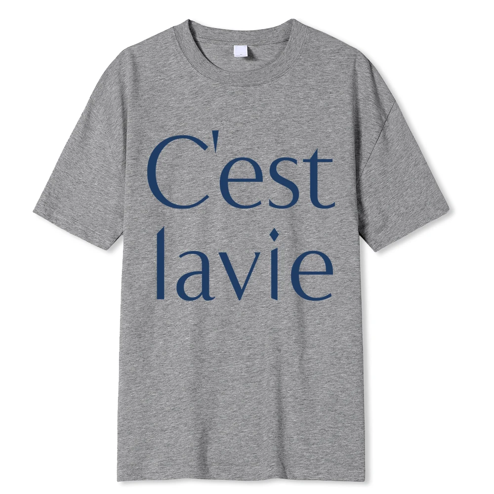 Cest La Vie هذه هي الحياة الطباعة تي شيرت الذكور موضة 100% القطن تي شيرت الهيب هوب المعتاد التي شيرت عادية تنفس تي شيرت